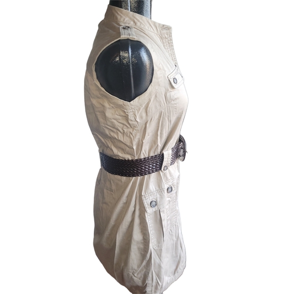 Suzy Shier Sleeveless Tan Button-Up Dress with Belt M - Picture 3 of 5